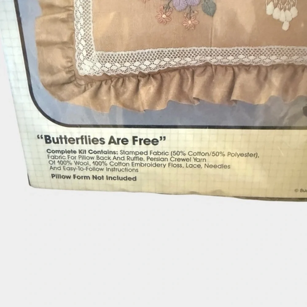🌻3/$10 Vintage Bucilla Butterflies Are Free Needlepoint‎ Pillow Kit Cottagecore